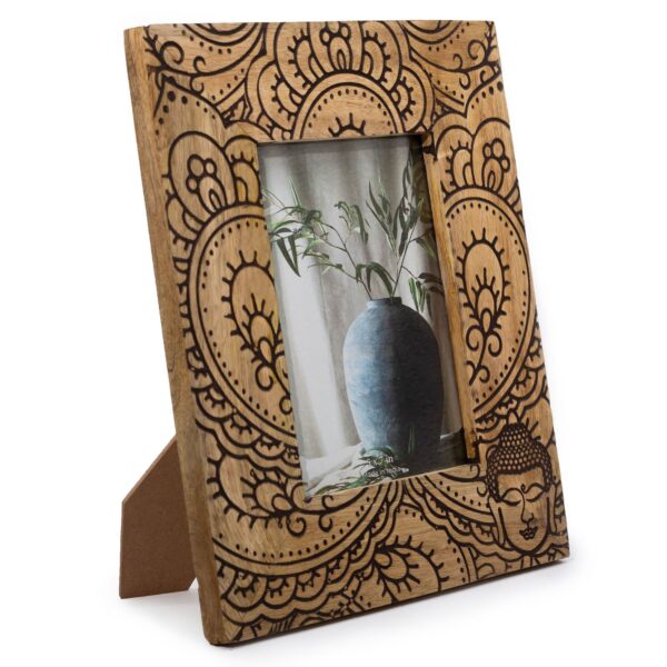 Fotolijst (groot) van mangohout (voor 13x18cm) 28x23x2cm - Boeddha - Zwart