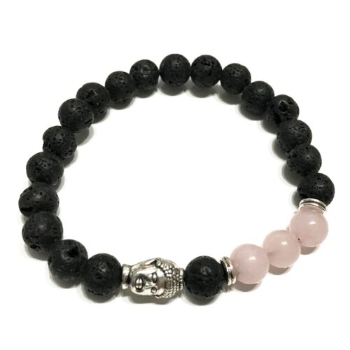 Armband Lavasteen - Boeddha rozenkwarts