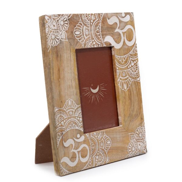 Fotolijst (middelgroot) van mangohout (voor 10x15cm) 26x20x2cm - Mandala - Wit