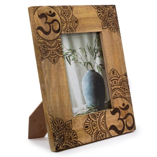 Fotolijst (groot) van mangohout (voor 13x18cm) 28x23x2cm - Mandala - Zwart