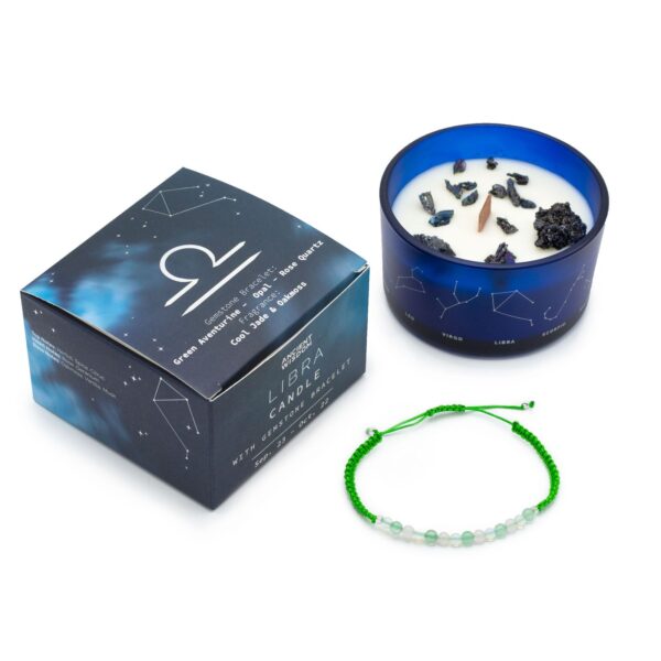 Sterrenbeeld Kristallen Kaars met Edelsteenarmband - Weegschaal