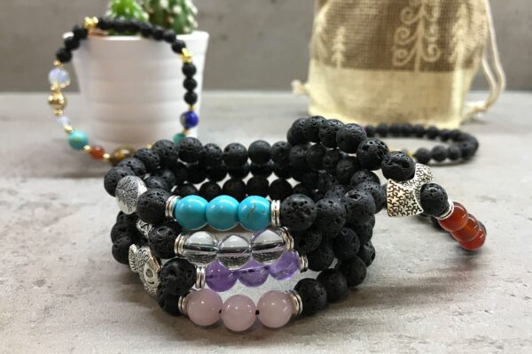 Armband Lavasteen - Boeddha rozenkwarts