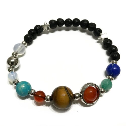 Armband Lavasteen - Zilverkleurig zonnestelsel