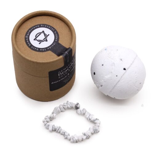 Badbom met witte jaspis edelsteen armband