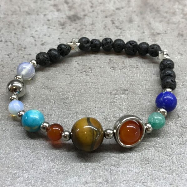 Armband Lavasteen - Zilverkleurig zonnestelsel