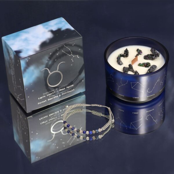 Sterrenbeeld Kristallen Kaars met Edelsteen Armband - Stier