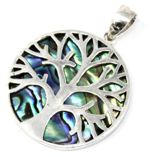 Levensboom Zilveren Hanger 30mm - Abalone