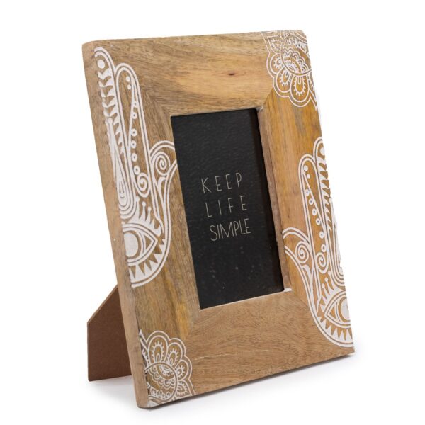 Fotolijst (middelgroot) van mangohout (voor 10x15cm) 26x20x2cm - Hamsa - Wit
