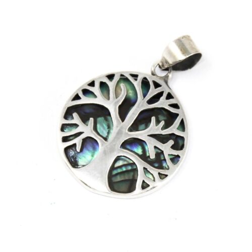 Levensboom Zilveren Hanger 22mm - Abalone
